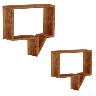 Hängeregal Set aus Mangobaum Massivholz lackiert (2-teilig)