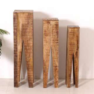 Pflanzenhocker aus Mangobaum Massivholz rustikalen Landhausstil (3-teilig)