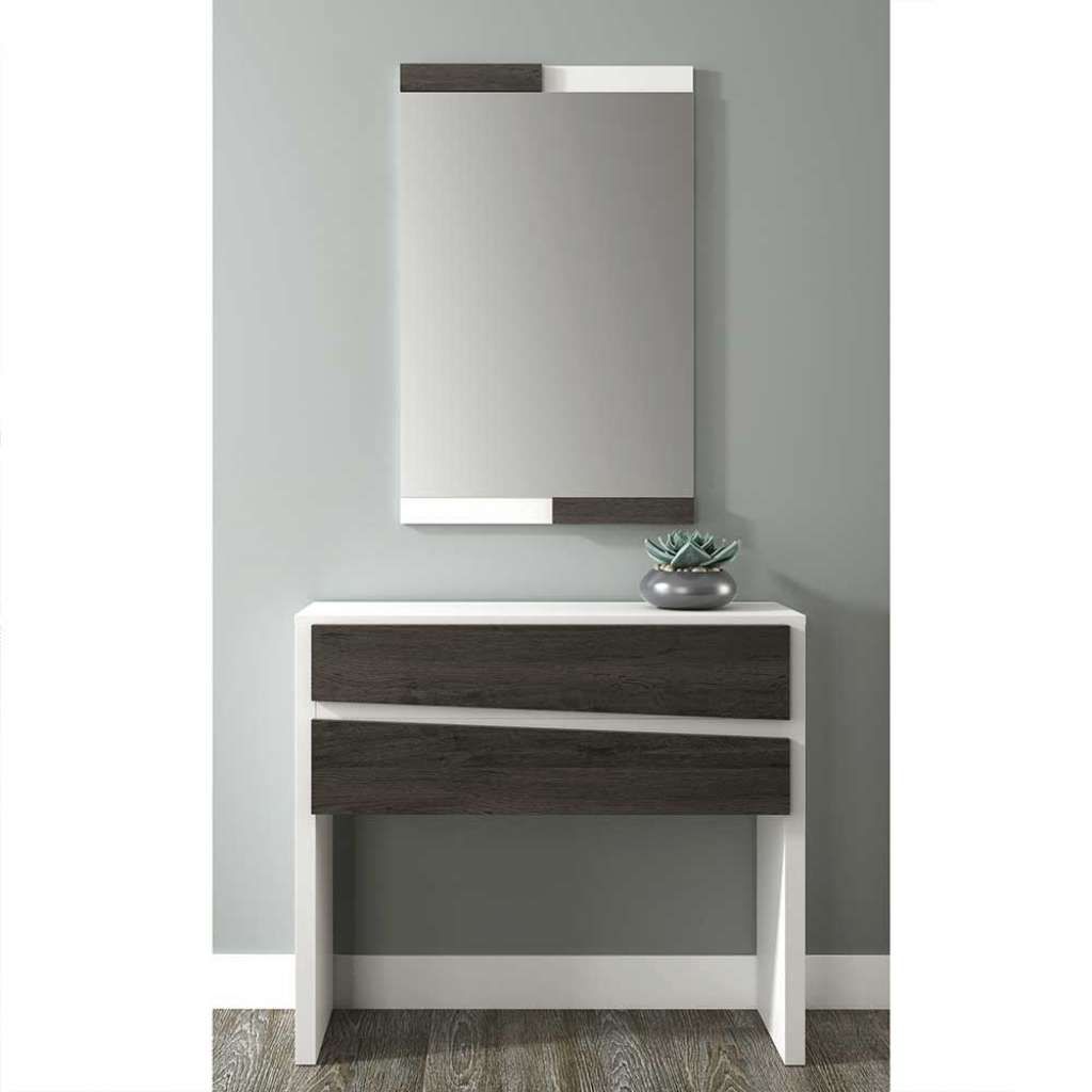 Flurmöbel Set in Weiß und Schwarz Spiegel (2-teilig)