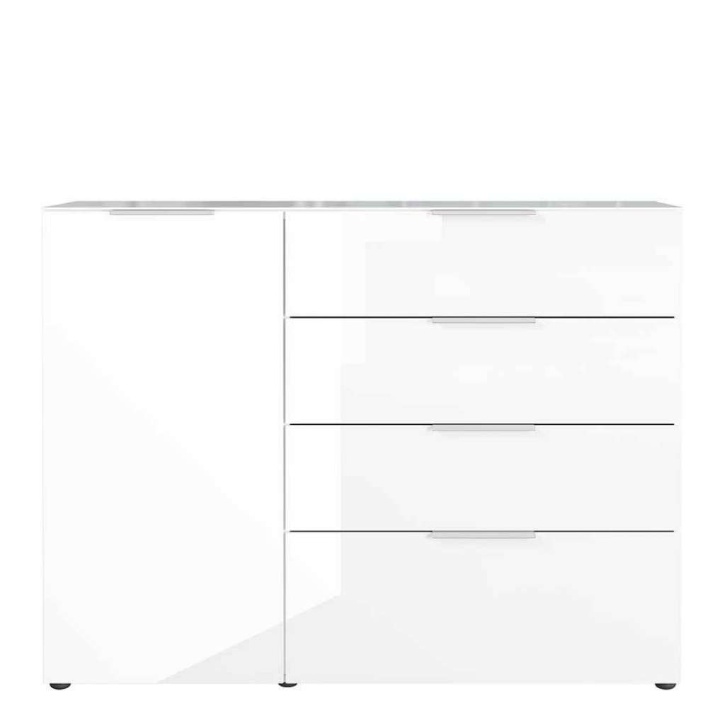Große Kommode in Weiß Glas beschichtet Made in Germany