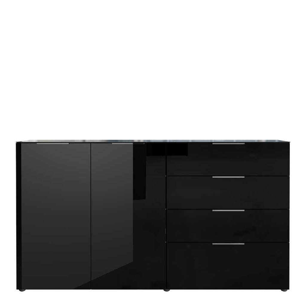 Schlafzimmer Sideboard in Schwarz Glas beschichtet Made in Germany