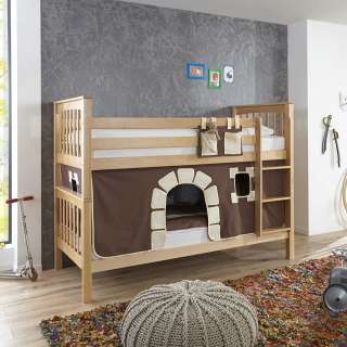 Kinderetagenbett im Burg Design Buche Massivholz