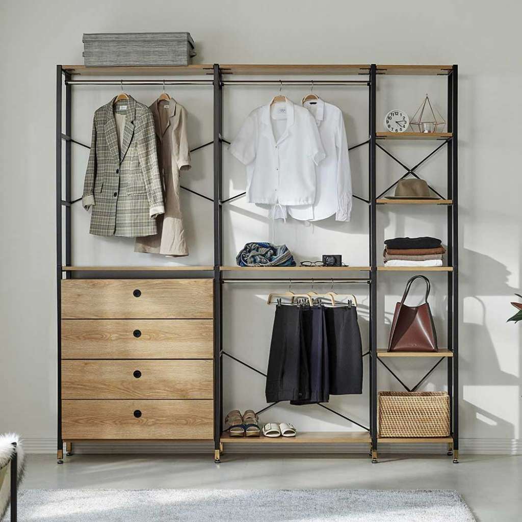 Garderobenkombination in Schwarz und Akaziefarben Loft Design