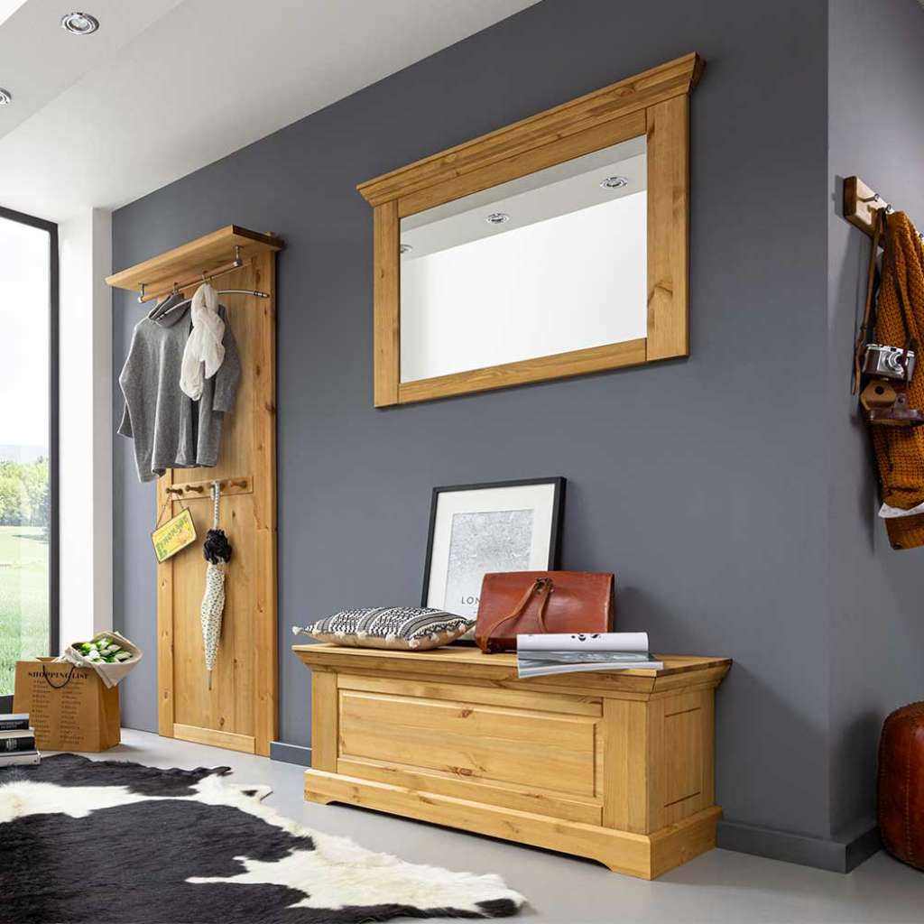 Garderobeset in Eichefarben Kiefer Massivholz (3-teilig)