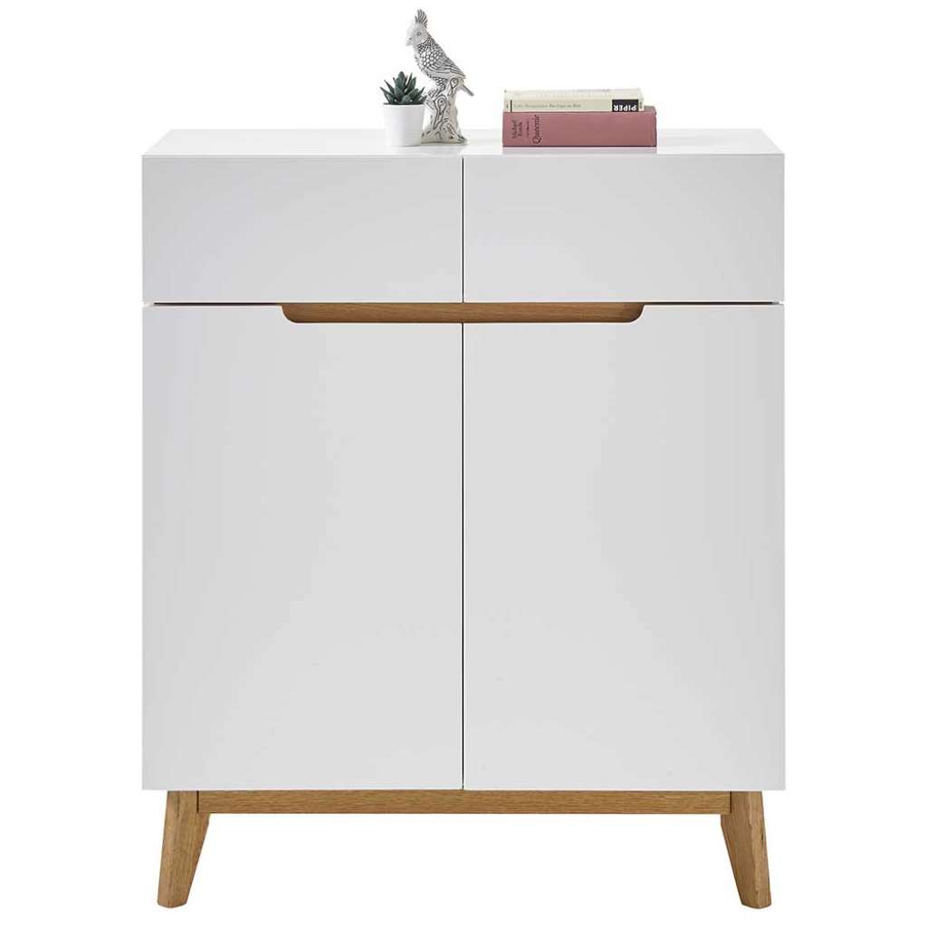Schuhschrank in Weiß und Asteiche 85 cm breit