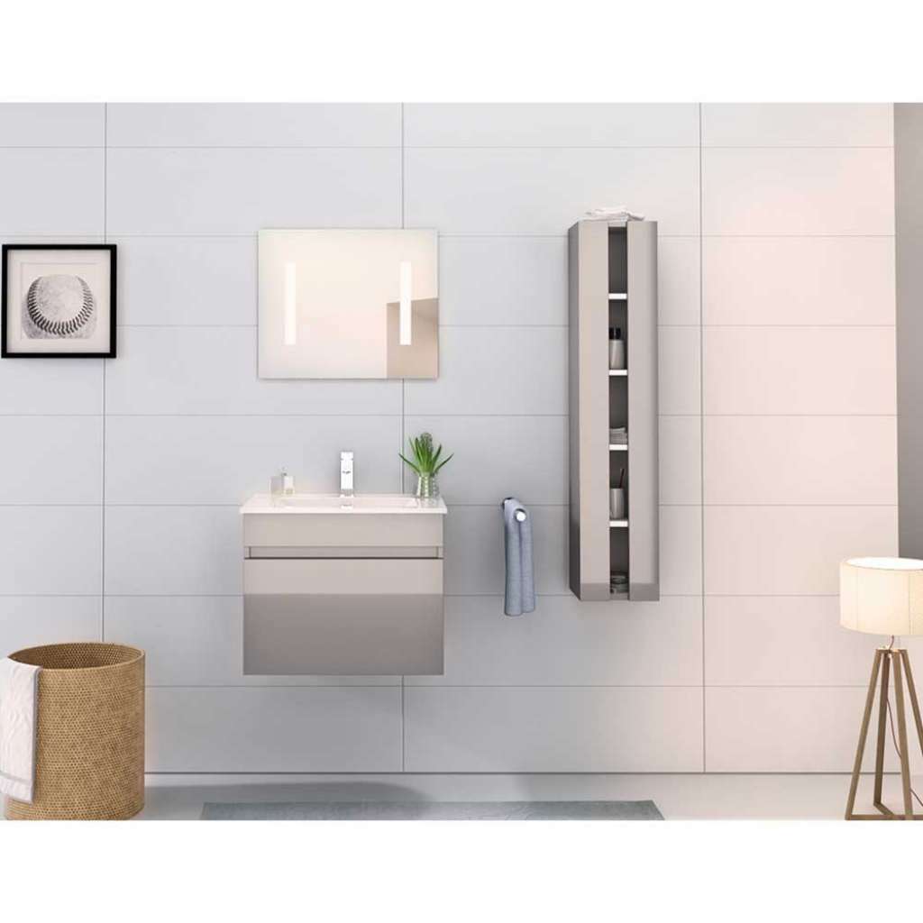 Badmöbel Set in Grau Wandmontage (3-teilig)