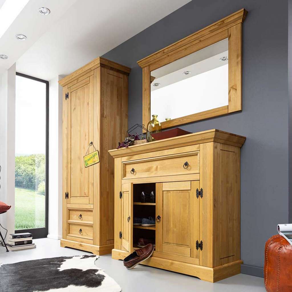Dielenmöbelset aus Kiefer Massivholz Landhausstil (3-teilig)