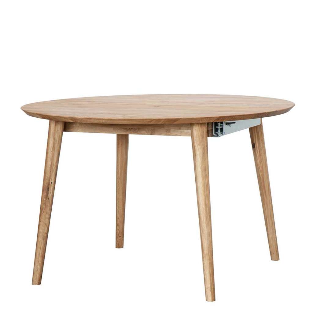 Ausziehbarer Esszimmertisch aus Wildeiche Massivholz rund