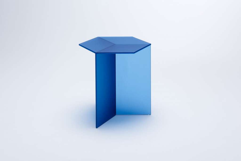 NEO/CRAFT - Isom Square Beistelltisch Tall - blau - indoor