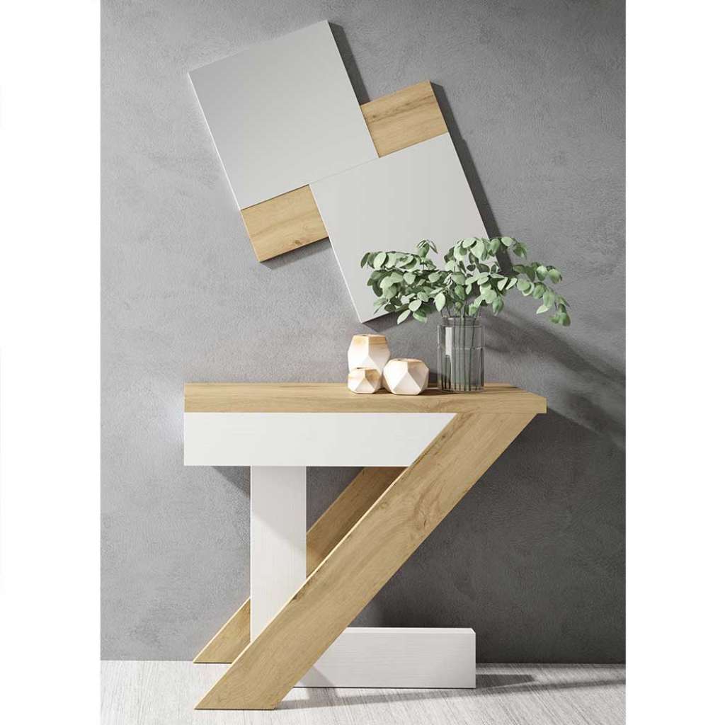 Dielenset in Weiß und Wildeichefarben modern (2-teilig)