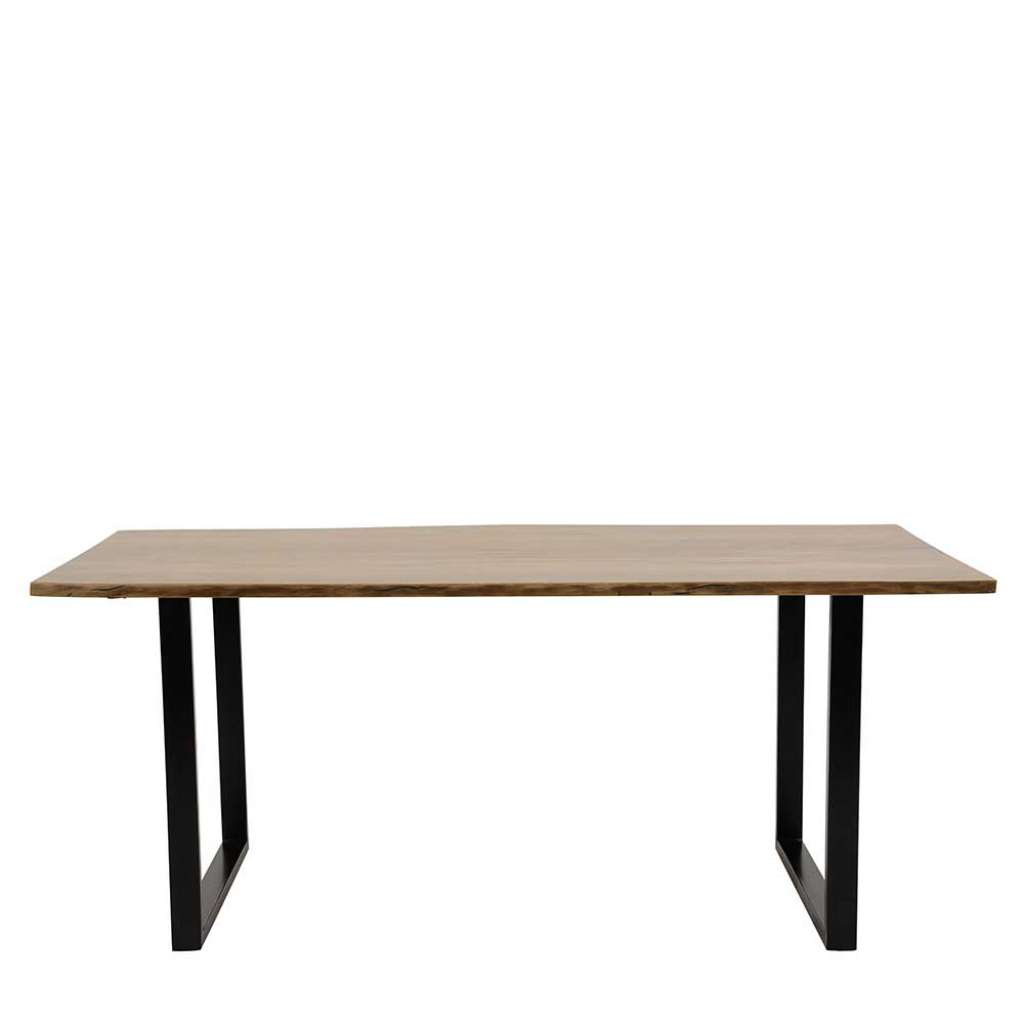 Esszimmertisch aus Akazie Massivholz und Metall Bügelgestell