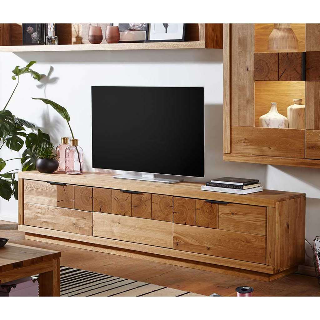 TV Schrank aus Wildeiche Massivholz 3 türig