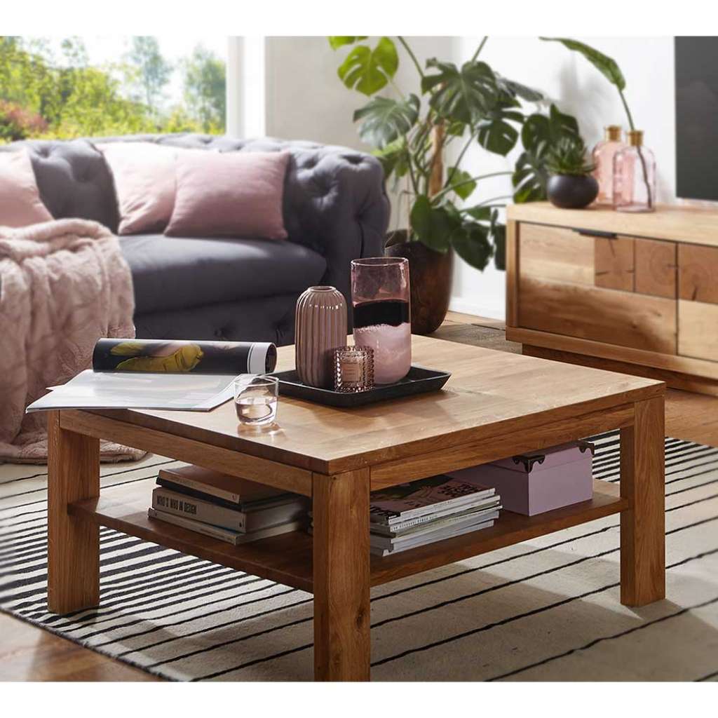 Sofatisch aus Wildeiche Massivholz 45 cm hoch