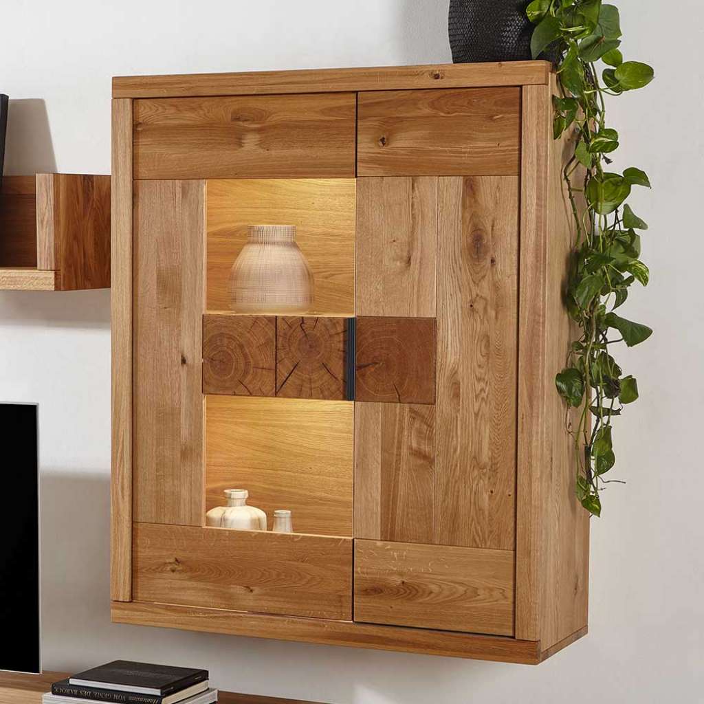 Hängevitrine aus Wildeiche Massivholz geölt