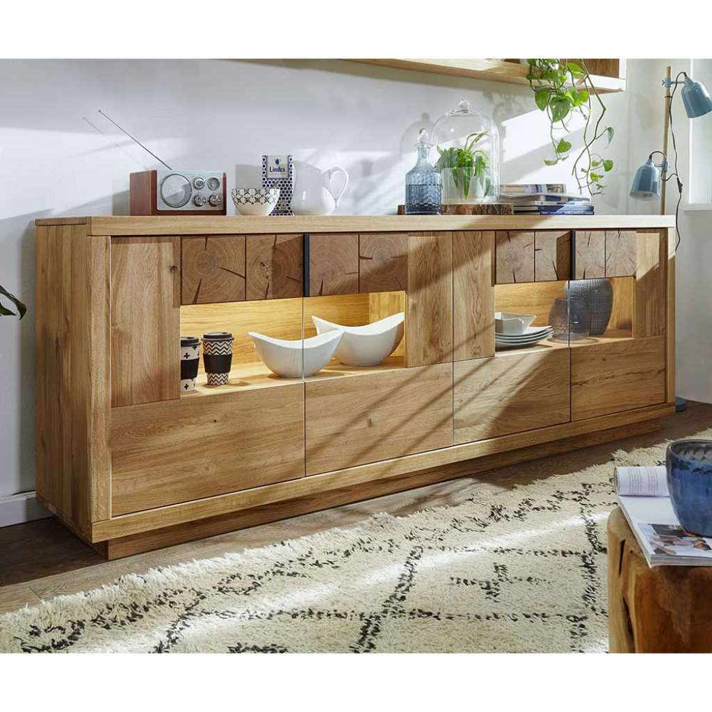 Esszimmersideboard aus Wildeiche Massivholz Glas