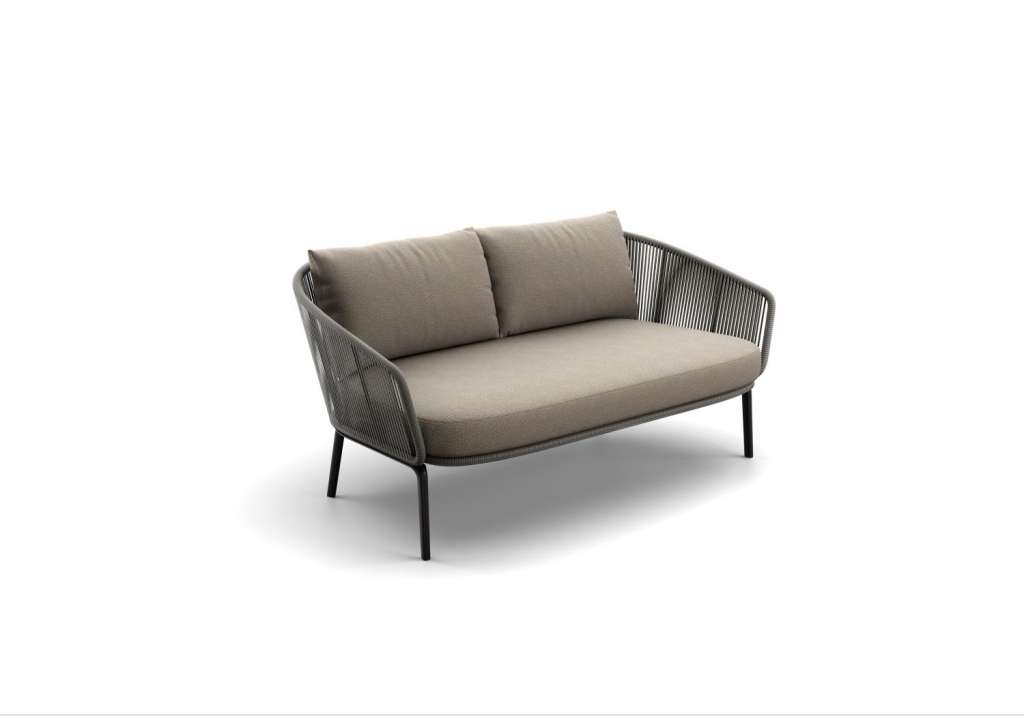 Rilly 2er Sofa - Black Pepper - Rope Taupe Melange - Kvadrat Patio 220.675 - mit DRY+-Outdoorkissen - outdoor