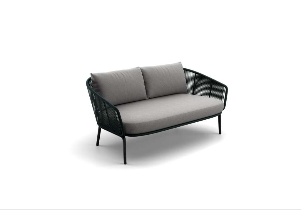Rilly 2er Sofa - Black Pepper - Rope Teal Melange - Kvadrat Patio 681.970 - mit DRY+-Outdoorkissen - mit Husse - outdoor
