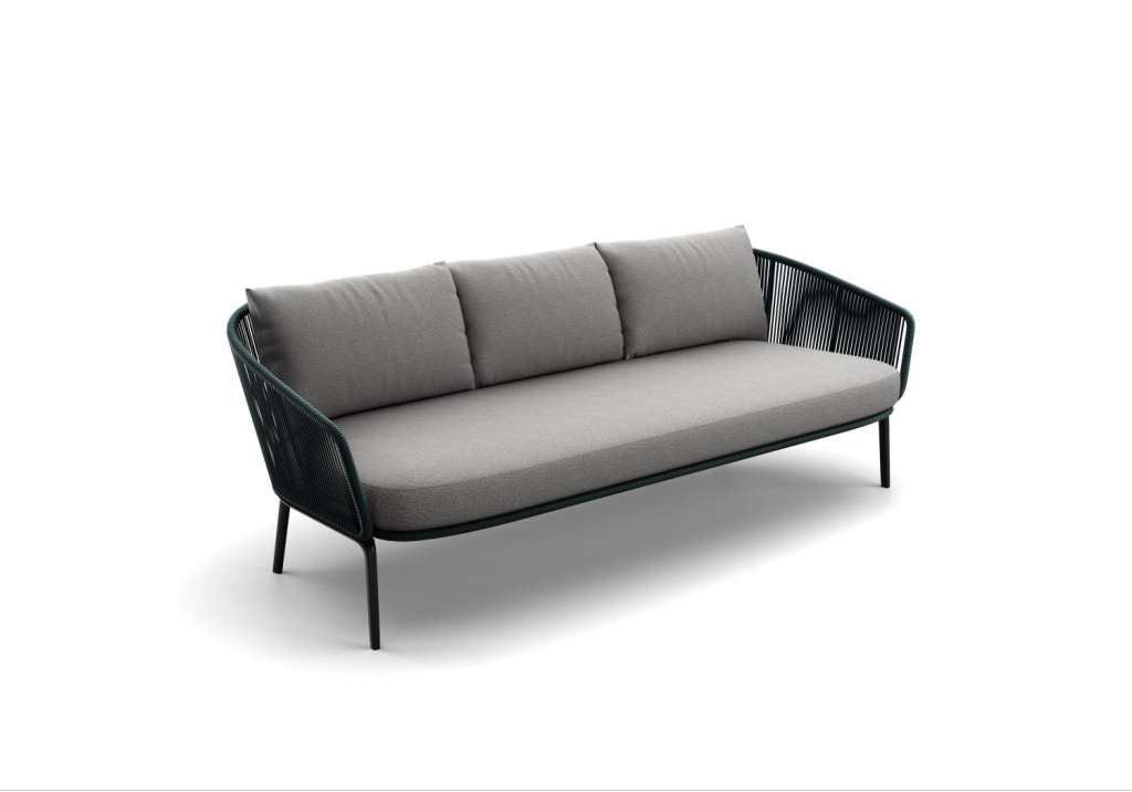 Rilly 3er Sofa - Black Pepper - Fiber Teal Touch - Mar Nori - mit Standard-Outdoorkissen - mit Husse - outdoor