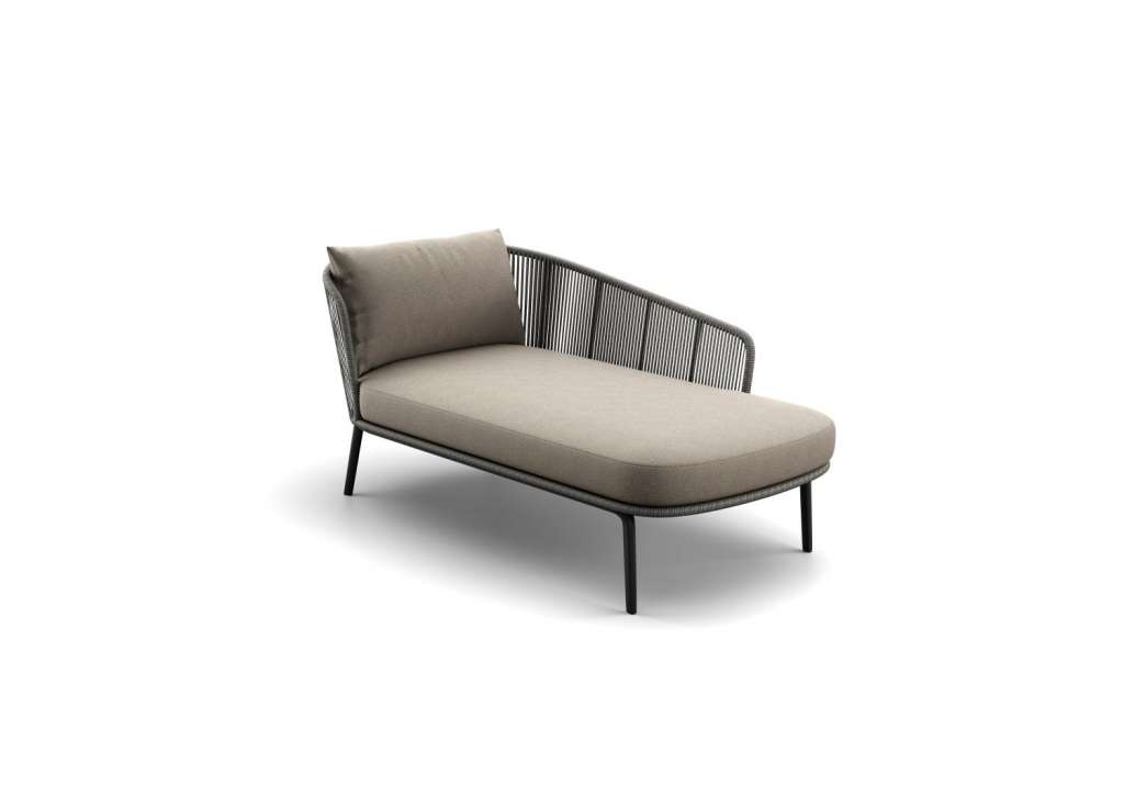 Rilly Daybed links - Black Pepper - Rope Taupe Melange - Kvadrat Patio 220.675 - mit Standard-Outdoorkissen - outdoor