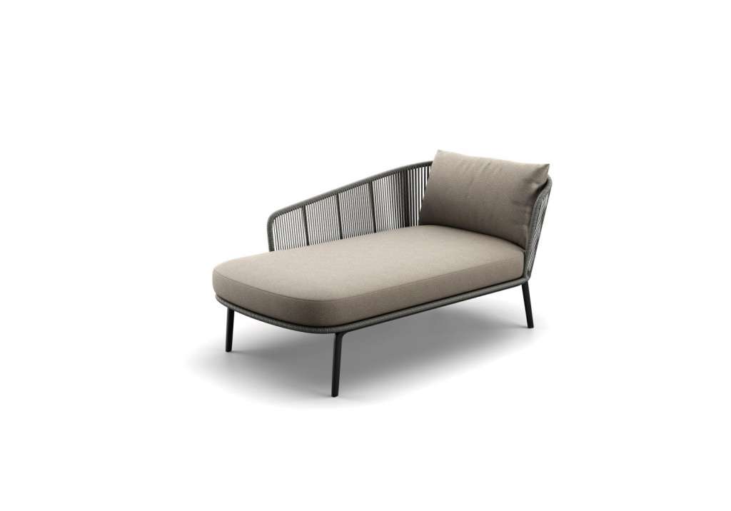 Rilly Daybed rechts - Black Pepper - Rope Taupe Melange - Twist Sand - mit DRY+-Outdoorkissen - mit Husse - outdoor