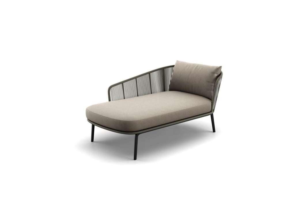 Rilly Daybed rechts - Black Pepper - Fiber Taupe Touch - Cool Taupe - mit DRY+-Outdoorkissen - mit Husse - outdoor