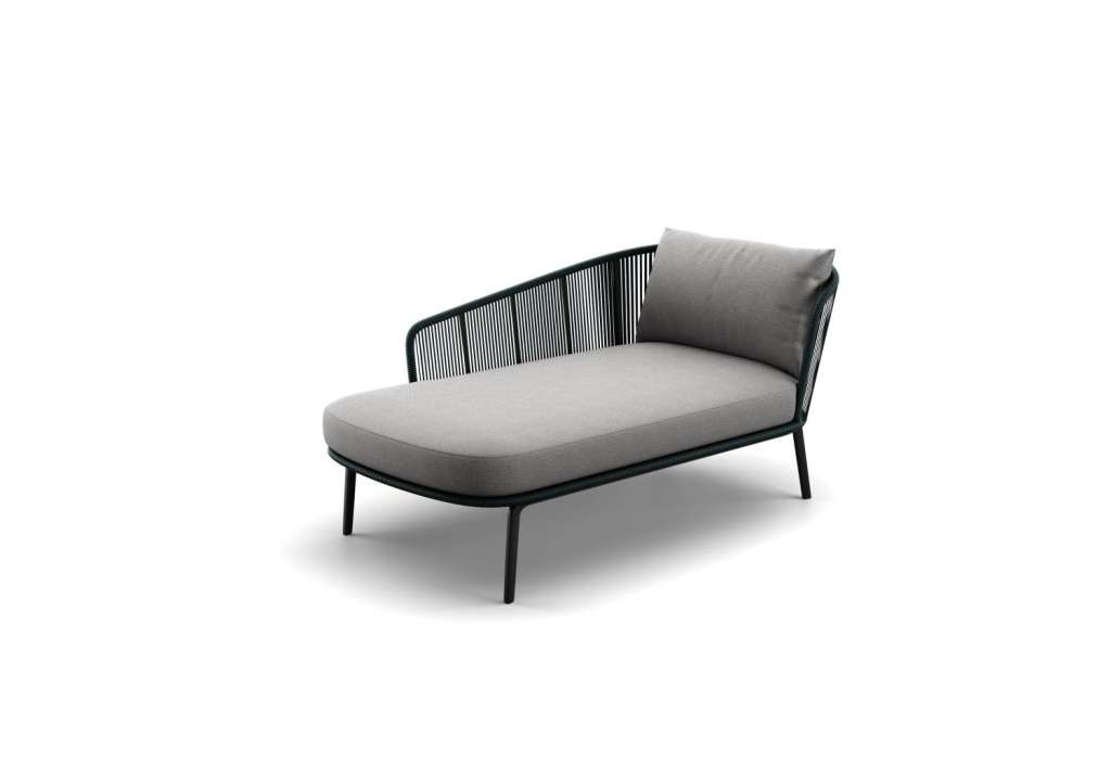 Rilly Daybed rechts - Black Pepper - Fiber Teal Touch - Kvadrat Patio 681.970 - mit DRY+-Outdoorkissen - mit Husse - outdoor