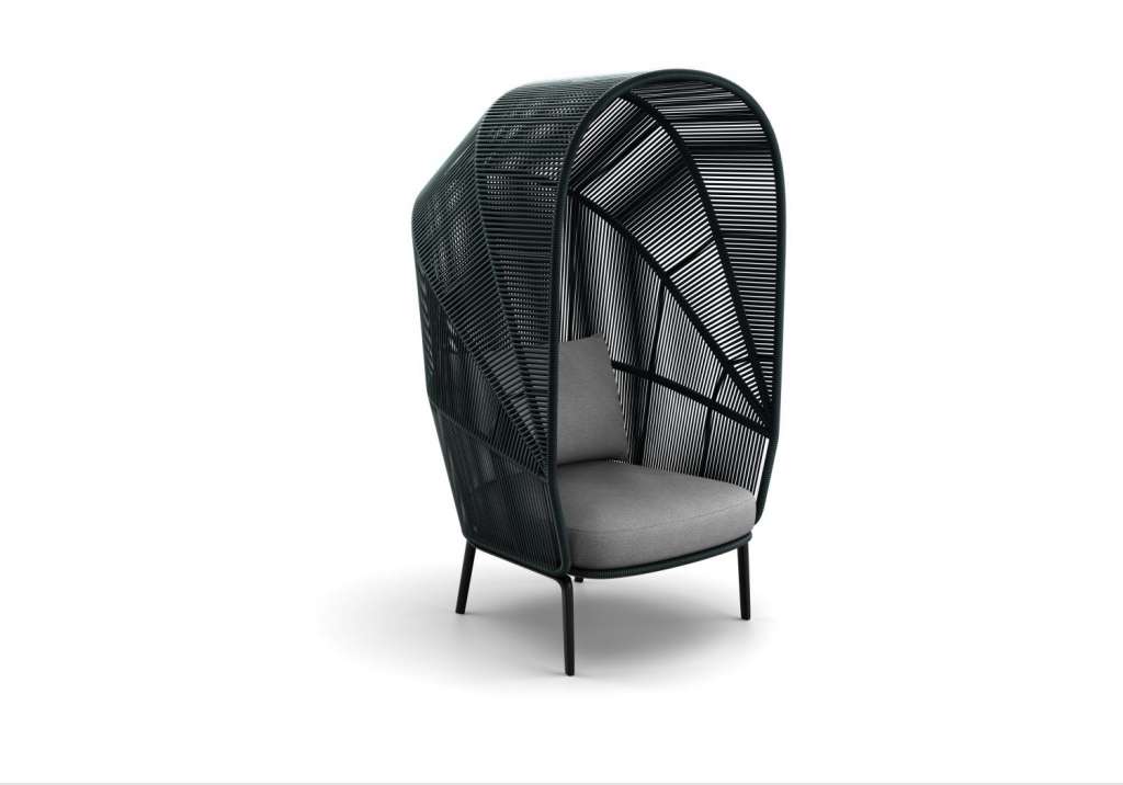 Rilly Cocoon Sessel - Black Pepper - Fiber Teal Touch - Cool Ash - mit DRY+-Outdoorkissen - outdoor