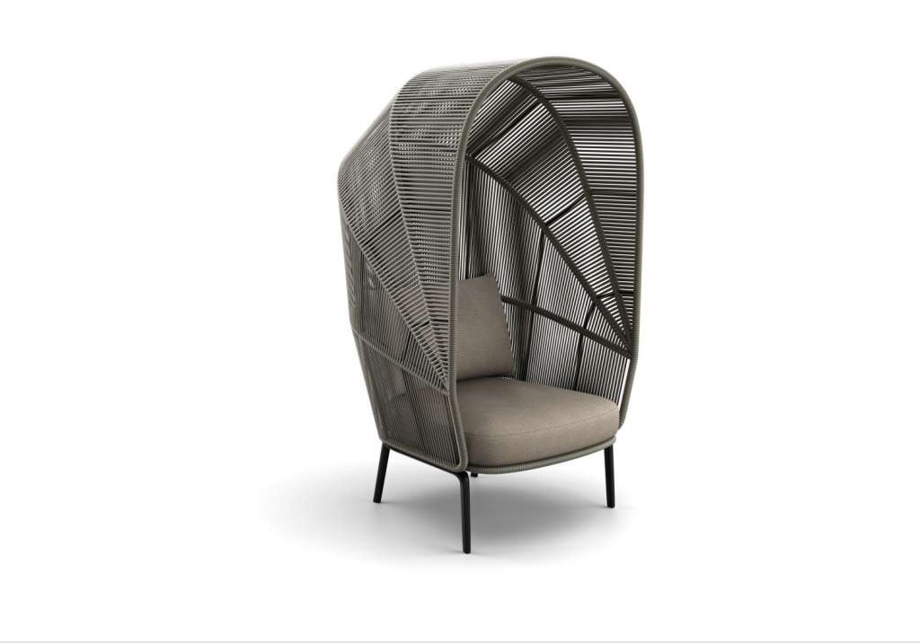 Rilly Cocoon Sessel - Black Pepper - Fiber Taupe Touch - Cool Taupe - mit Standard-Outdoorkissen - mit Husse - outdoor