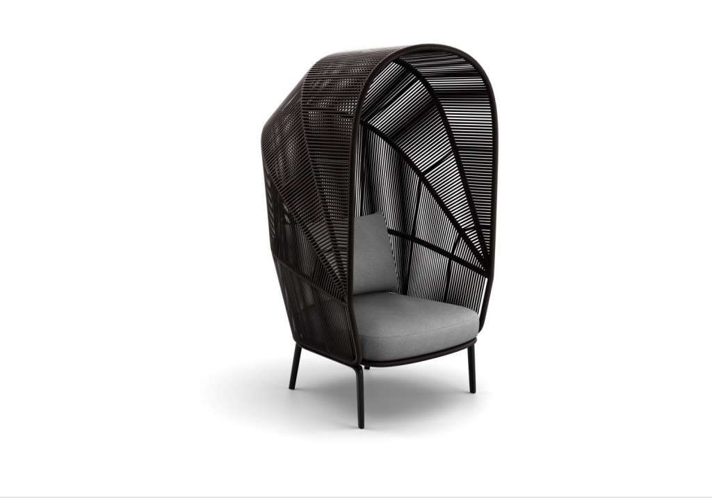 Rilly Cocoon Sessel - Black Pepper - Rosewood Touch - Twist Beige - mit DRY+-Outdoorkissen - outdoor