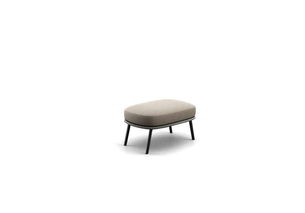 Rilly Hocker - Black Pepper - Rope Taupe Melange - Kvadrat Patio 220.675 - mit DRY+-Outdoorkissen - mit Husse - outdoor