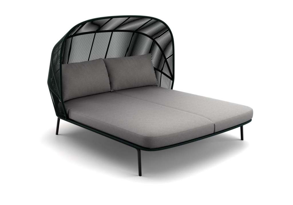 Rilly Cocoon Doppel-Daybed - Black Pepper - Rope Teal Melange - Kvadrat Patio 681.970 - mit DRY+-Outdoorkissen - mit Husse - outdoor