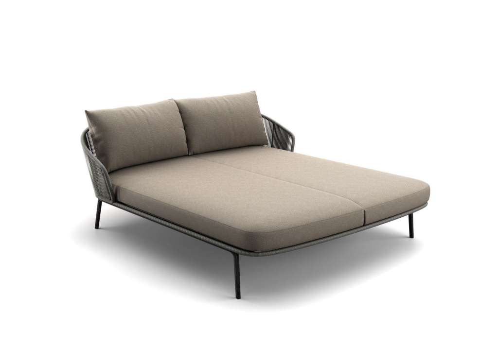 Rilly Doppel-Daybed - Black Pepper - Rope Taupe Melange - Kvadrat Patio 220.675 - mit DRY+-Outdoorkissen - outdoor