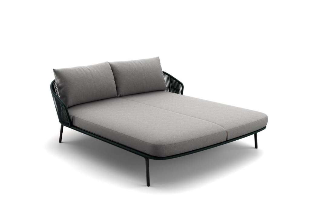 Rilly Doppel-Daybed - Black Pepper - Rope Teal Melange - Cool Ash - mit Standard-Outdoorkissen - mit Husse - outdoor