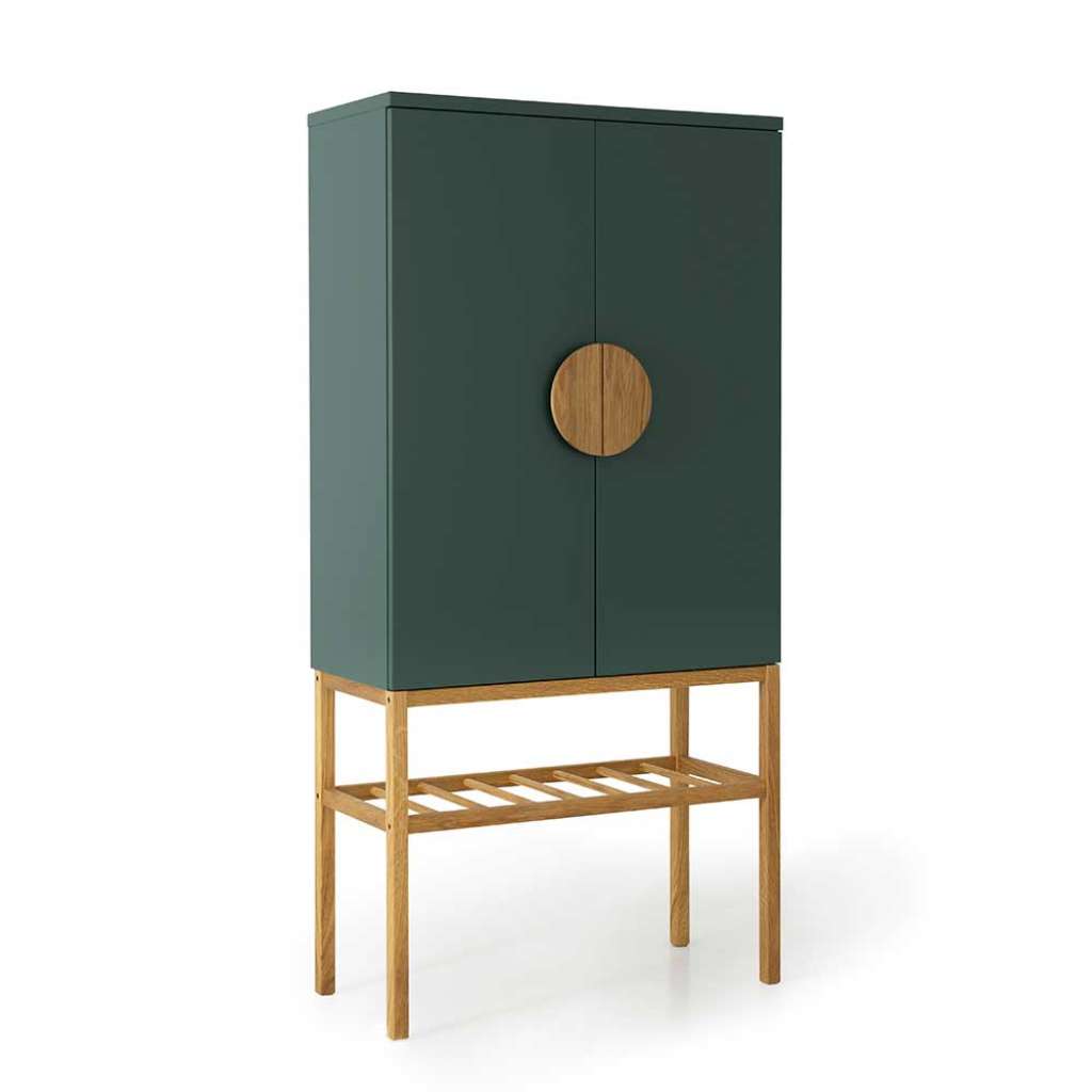 Barschrank in Dunkelgrün und Eiche 80 cm breit