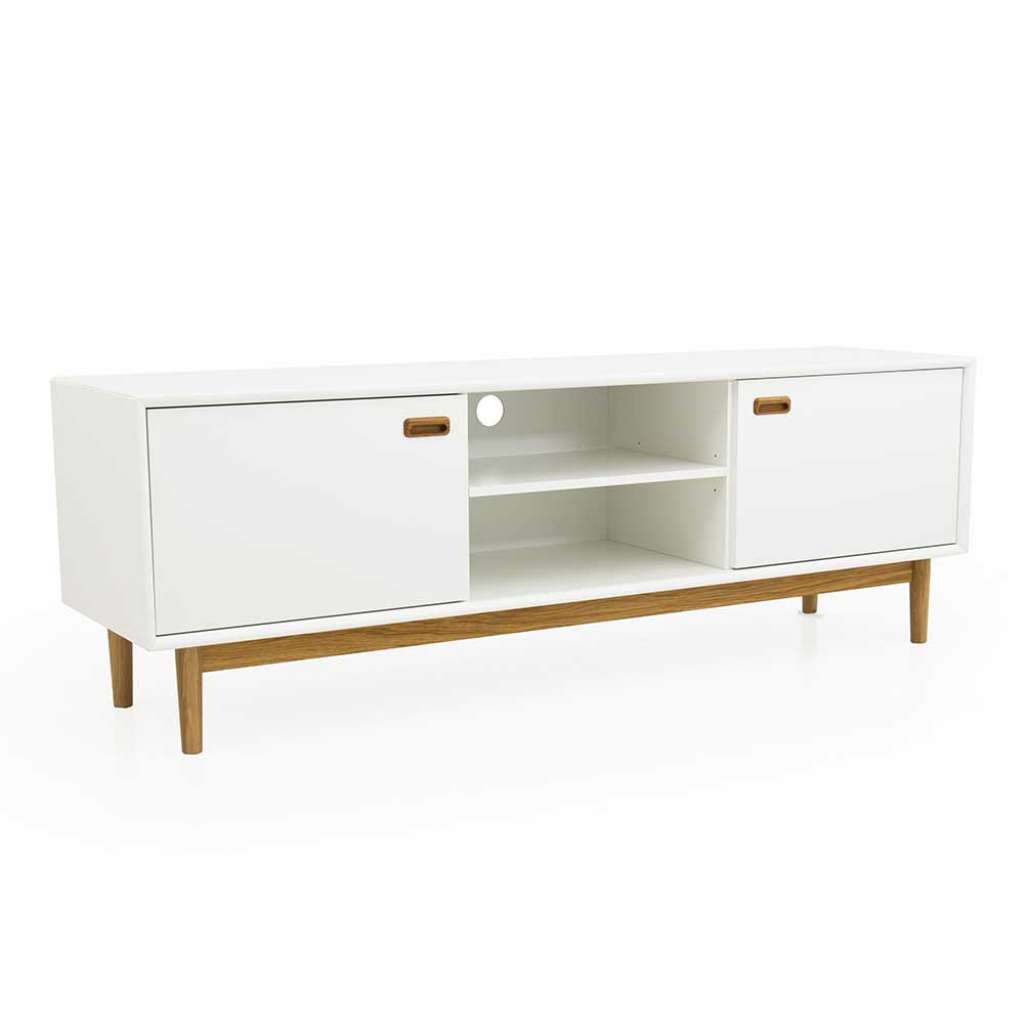 TV Lowboard in Weiß und Eiche 170 cm breit