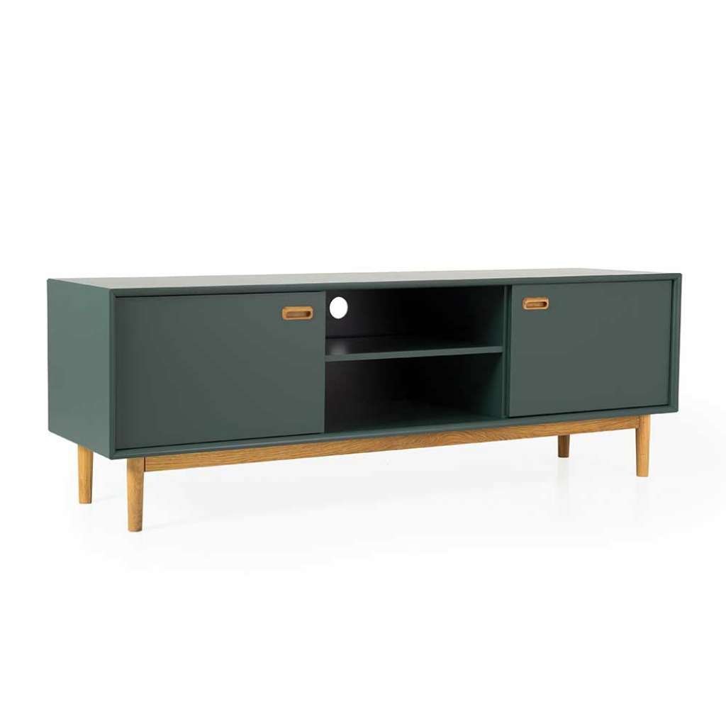 Fernsehlowboard in Dunkelgrün und Eiche 170 cm breit