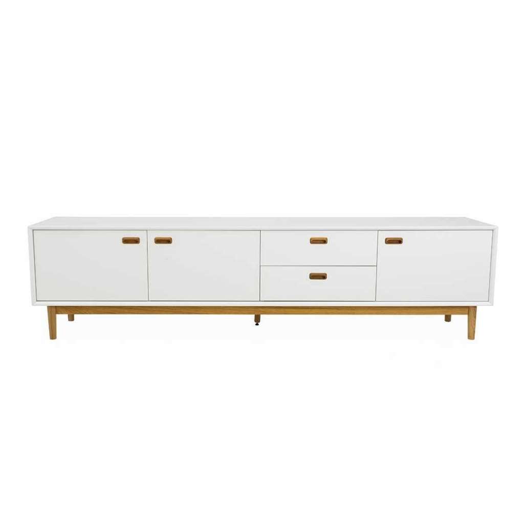 Fernseh Unterschrank in Weiß und Eiche 225 cm breit