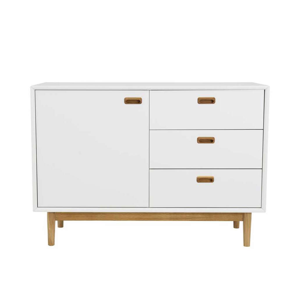 Garderobenkommode in Weiß und Eiche 80 cm hoch
