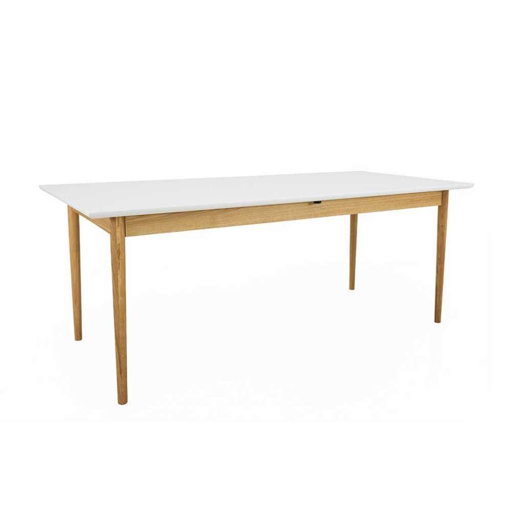 Ausziehtisch in Weiß und Eiche Mittelauszug