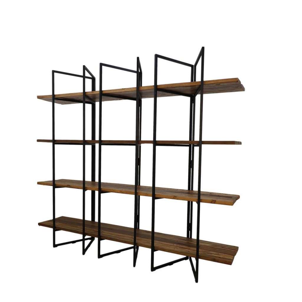 Bücherregal aus Teak Recyclingholz und Eisen 225 cm breit