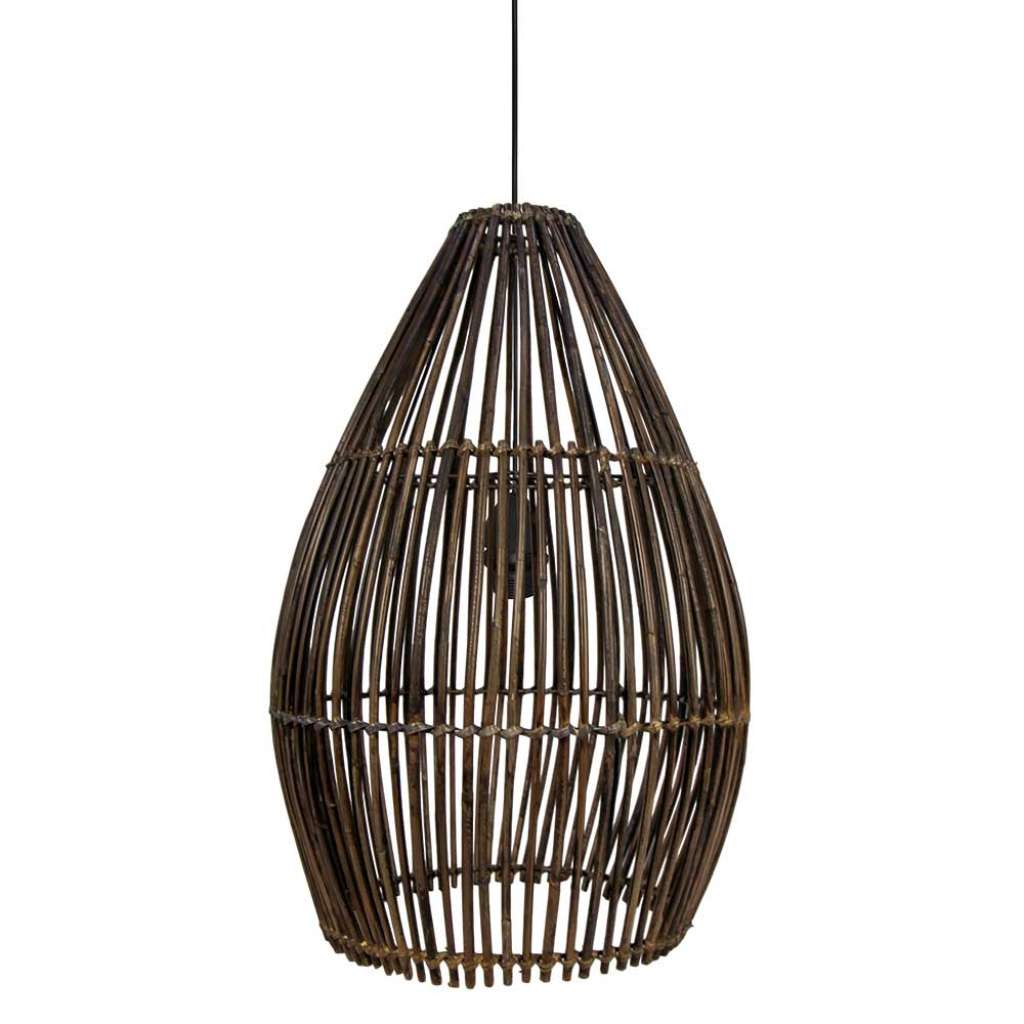 Pendelleuchte in Schwarzbraun Rattan