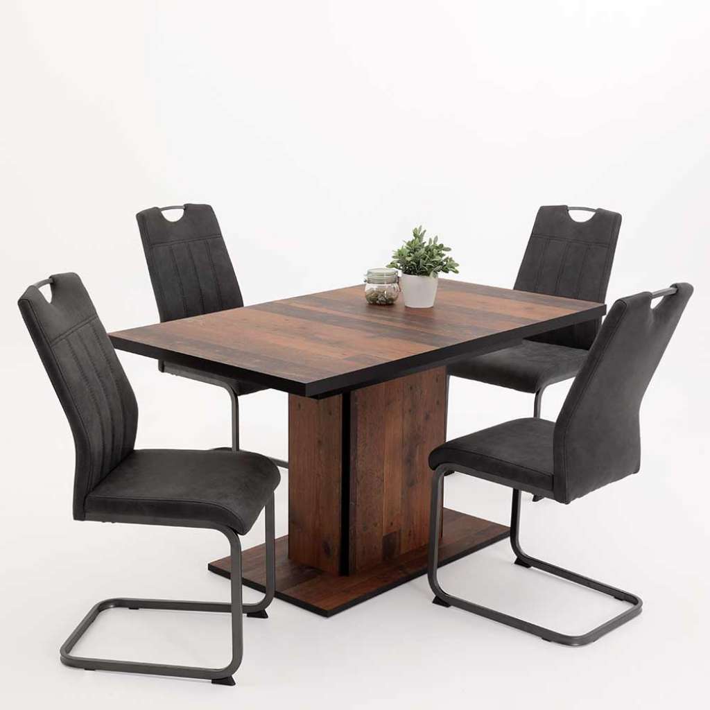 Esszimmergruppe in Anthrazit und Altholz Optik modern (5-teilig)