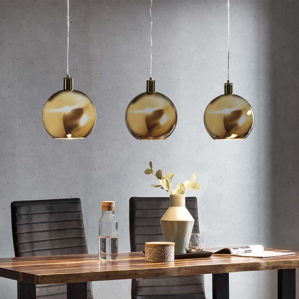 Pendelleuchte 110 cm breit Goldfarben