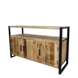 Industriedesign Sideboard aus Mangobaum Massivholz und Eisen 130 cm breit