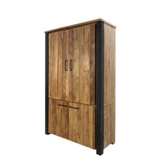 Wohnzimmer Schrank aus Teak Recyclingholz und Metall 120 cm breit