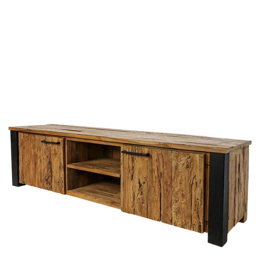 Fernseher Schrank aus Teak Recyclingholz und Eisen 175 cm breit