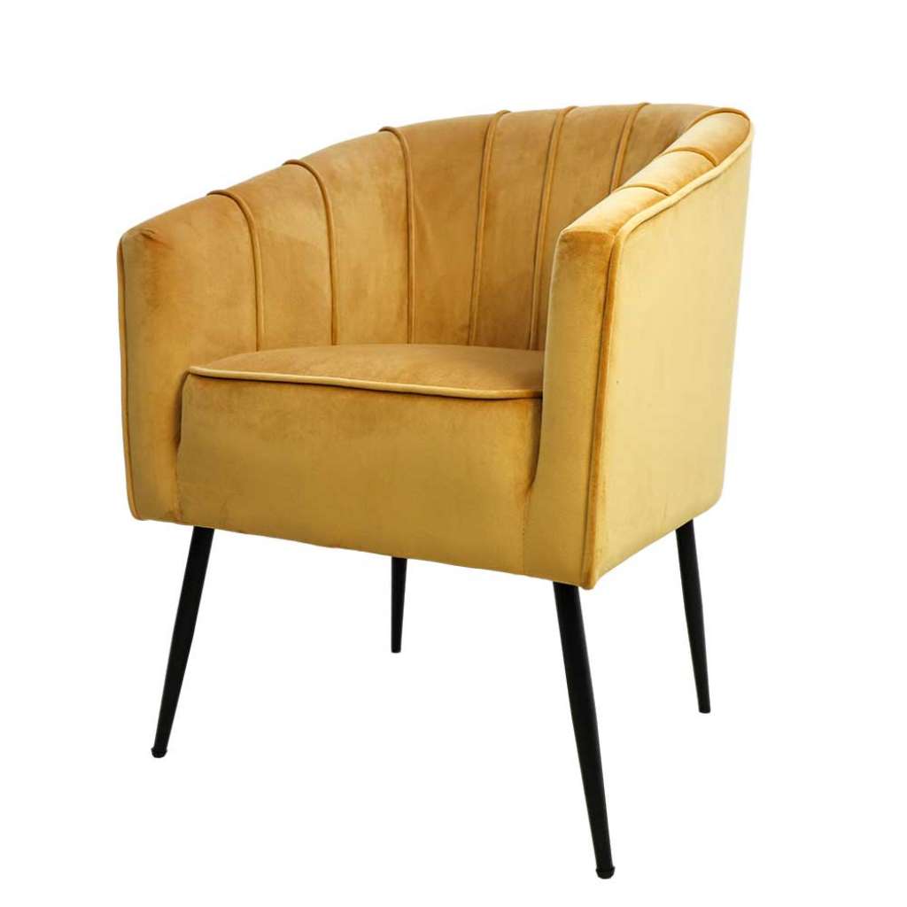 Sessel in Gelb Velours Retrostil