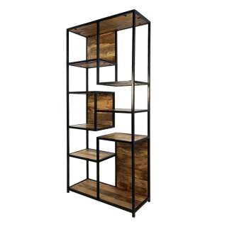 Standregal aus Mangobaum Massivholz und Eisen Loft Design