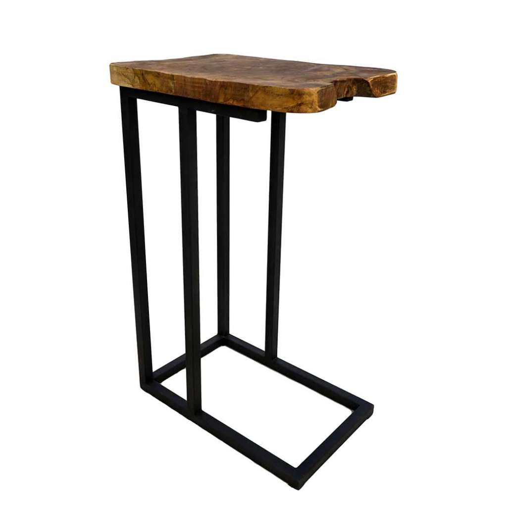 Baumscheiben Beistelltisch aus Teak Massivholz rustikalen Landhausstil