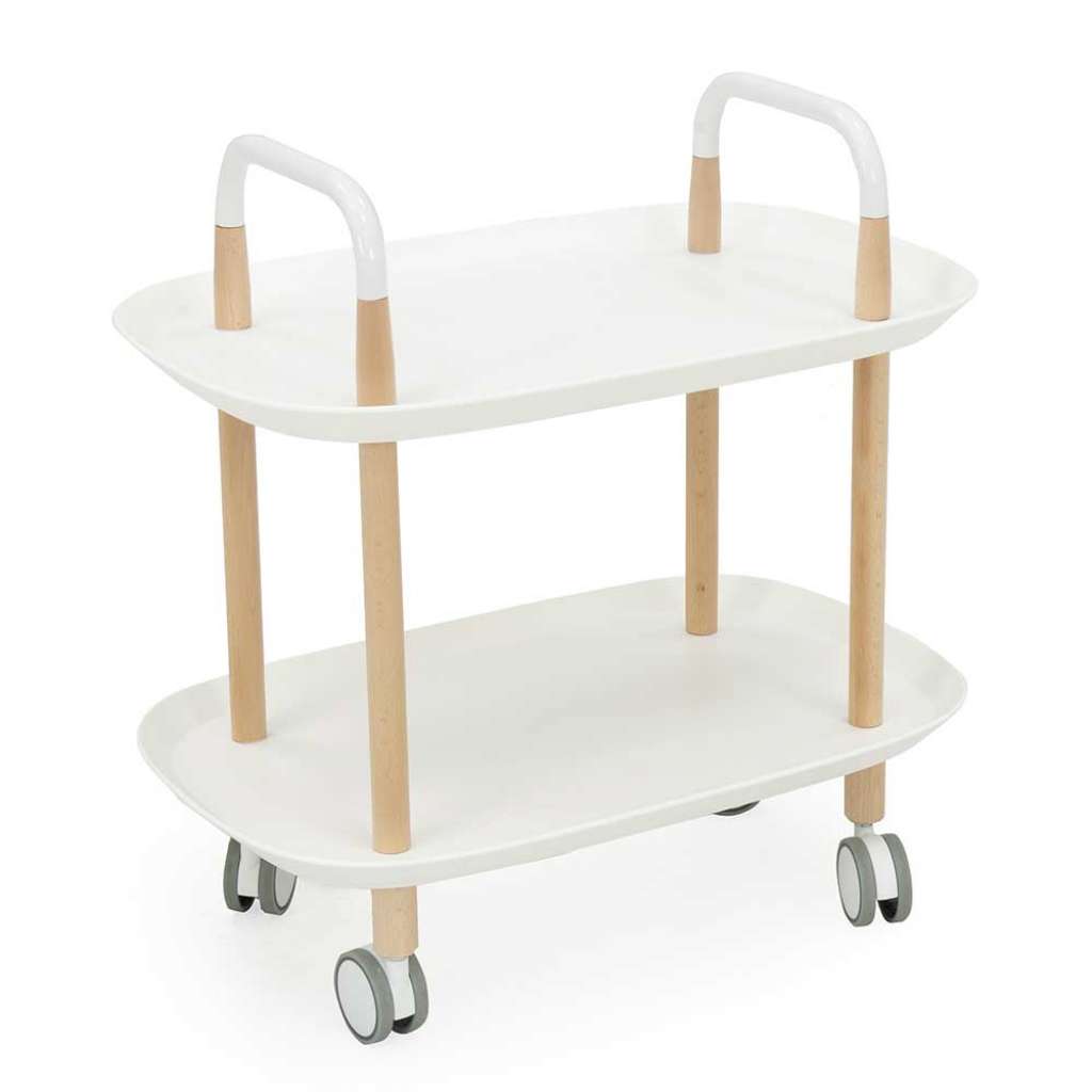 Küchenwagen in Weiß und Buche Skandi Design